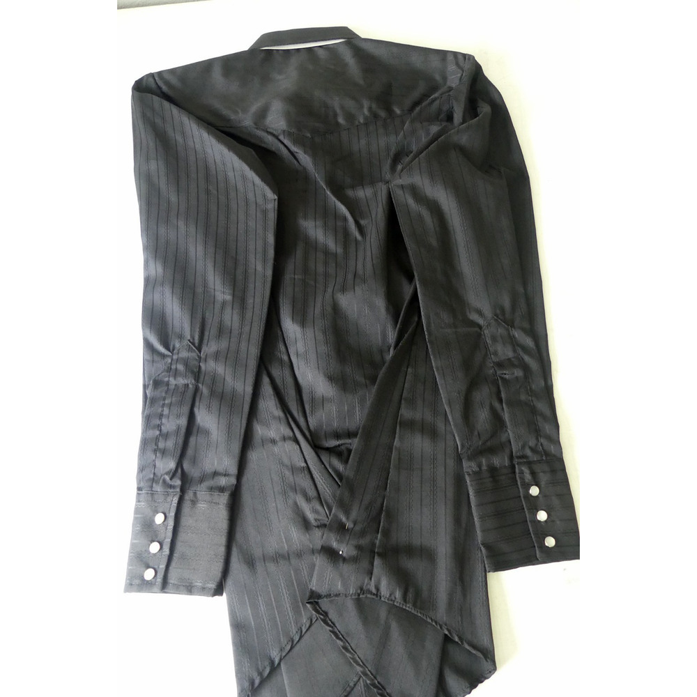 80s NOS Pearl Snap CHUTE #1 Western Shirt Men's 14.5 / 33 Black Sheer Cowboy‎ - Picture 6 of 6